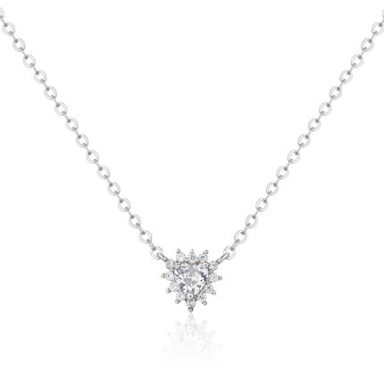 שרשרת כסף 925 עם תליון לב משובץ זירקונים בסגנון הילה