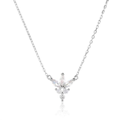 שרשרת תליון פרח לוטוס מכסף משובצת אבני זירקון