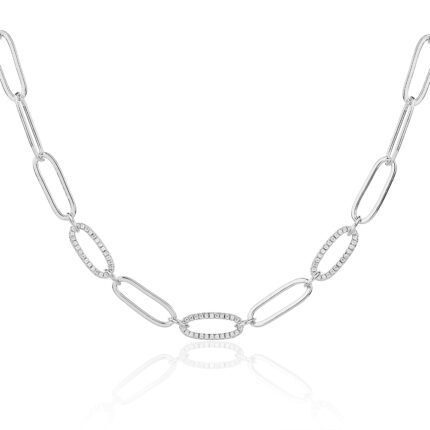 שרשרת חוליות  יוקרתית – כסף 925 משובצת זירקונים